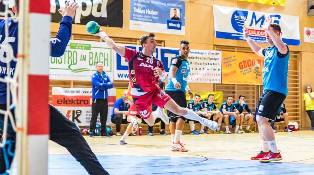 Dominik Schmid (ALPLA HC Hard #6) Gonzalez Adonis (SC kelag Ferlach #50) Lukas Herburger (ALPLA HC Hard #26) Pales Marek (SC kelag Ferlach #44) ; SC kelag Ferlach vs ALPLA HC Hard am 01.05.2018 in FERLACH (BALLSPIELHALLE FERLACH), AUSTRIA, Photo: Ernst Krawagner