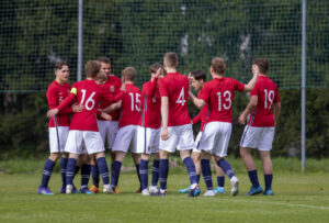 Kötschach-Mauthen, AUSTRIA - April 26: Austria - Norwegen U15 Turnier der Nationen 2022 at Sportplatz on April 26, 2022 in Kötschach-Mauthen, Kärnten, AUSTRIA. (Photo by Ernst Krawagner sport-fan.at)