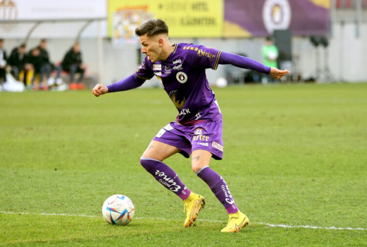 Fussball Bundesliga. SK Austria Klagenfurt gegen Cashpoint SCR Altach. Florian Rieder (Klagenfurt). Klagenfurt, am 5.3.2023.
Foto: Kuess