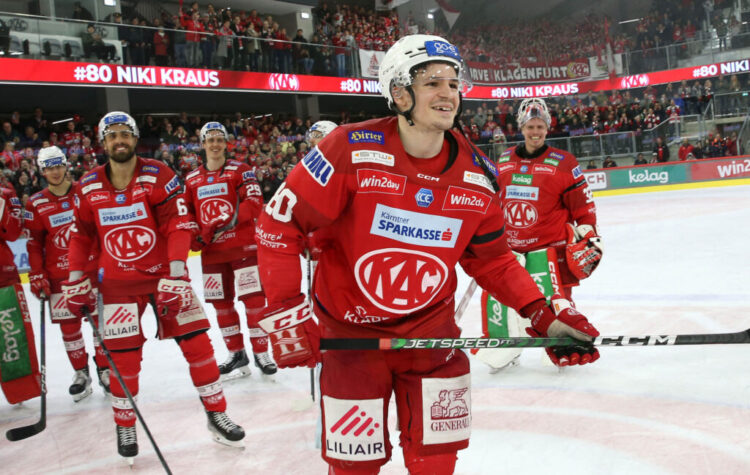EBEL. Eishockey Bundesliga. EC KAC gegen VSV. Nikolaus Kraus (KAC). Klagenfurt, am 14.3.2023. Foto: Kuess www.qspictures.net