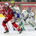 EBEL. Eishockey Bundesliga. EC KAC gegen VSV. Manuel Ganahl, (KAC), Marco Richter, Alexander Schmidt (VSV). Klagenfurt, am 14.3.2023. Foto: Kuess www.qspictures.net