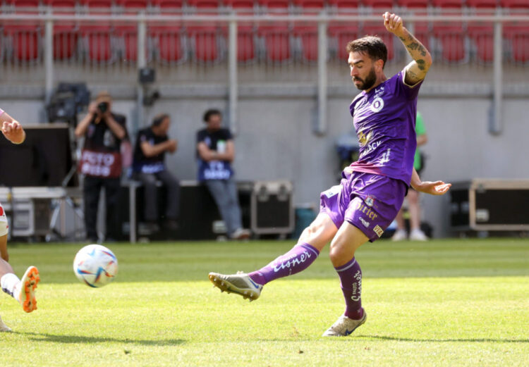 Fussball Bundesliga. SK Austria Klagenfurt gegen FK Austria Wien. Kosmas Gkezos (Klagenfurt). Klagenfurt, am 21.5.2023.
Foto: Kuess