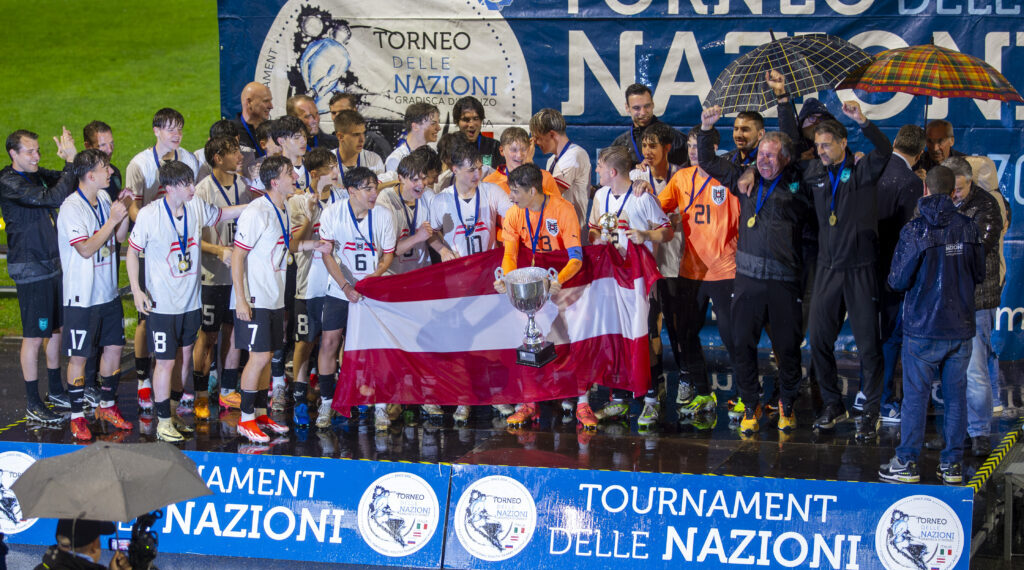 Heldentat im Elfmeterkrimi: ÖFB Youngsters sichern sich Titel 1 Turnier der Nationen Finale, U15 Slowenien vs. Österreich am 01.05.2024 in Gradisca d'Isonzo (Stadio Gino Colaussi), Italien, (Photo by Ernst Krawagner sport-fan.at)
