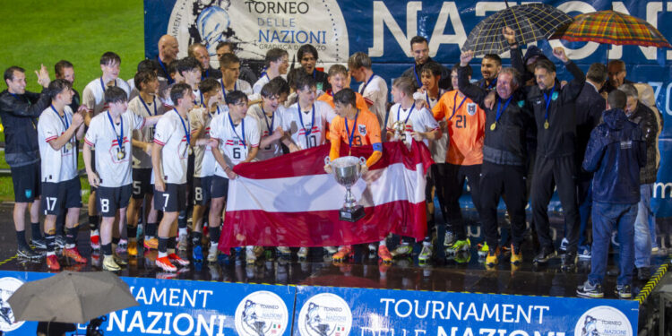 Heldentat im Elfmeterkrimi: ÖFB Youngsters sichern sich Titel 1 Turnier der Nationen Finale, U15 Slowenien vs. Österreich am 01.05.2024 in Gradisca d'Isonzo (Stadio Gino Colaussi), Italien, (Photo by Ernst Krawagner sport-fan.at)