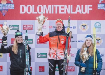 22.01.2023, Obertilliach, AUT, Dolomitenlauf 2023, 53 Jahre Dolomitenlauf, im Bild 2. Platz ROCARKOVA Adela (CZE), Siegerin BOERJESJOE Malin (SWE), 3. Platz SCHMIDHOFER Anna (AUT) // during the 53rd Dolomitenlauf classic style Race in Obertilliach, Austria on 2023/01/22. EXPA Pictures © 2023, PhotoCredit: EXPA/ JFK