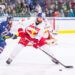 SALZBURG,AUSTRIA,12.MAR.23 - ICE HOCKEY - ICE Hockey League, play off quarterfinal, EC Red Bull Salzburg vs Fehervar Alba Volan 19. Image shows Alexander Petan (Alba Volan) and Andrew MacWilliam (EC RBS). Photo: GEPA pictures/ Gintare Karpaviciute - For editorial use only. Image is free of charge.