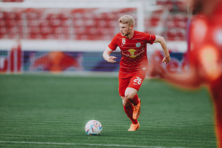 SALZBURG, AUSTRIA - MAY 19: Lukas Ibertsberger of FC Liefering in action during the 2. Liga match between FC Liefering and SV Licht-Loidl Lafnitz at Red Bull Arena on May 19, 2023 in Salzburg, Austria. (Photo by Jasmin Walter - FC Liefering/FC Liefering via Getty Images)