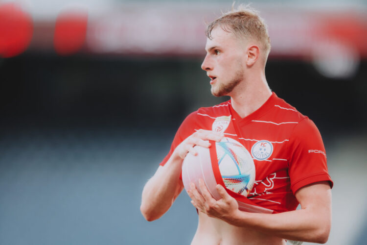 SALZBURG, AUSTRIA - MAY 19: Raphael Hofer of FC Liefering during the 2. Liga match between FC Liefering and SV Licht-Loidl Lafnitz at Red Bull Arena on May 19, 2023 in Salzburg, Austria. (Photo by Jasmin Walter - FC Liefering/FC Liefering via Getty Images)