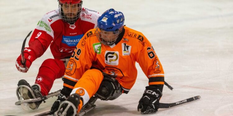 Showdown in Klagenfurt: Der KAC empfängt die Graz 99ers 1 Kalegaris-Winkler-Para Eishockey - Foto Wolfgang Handler