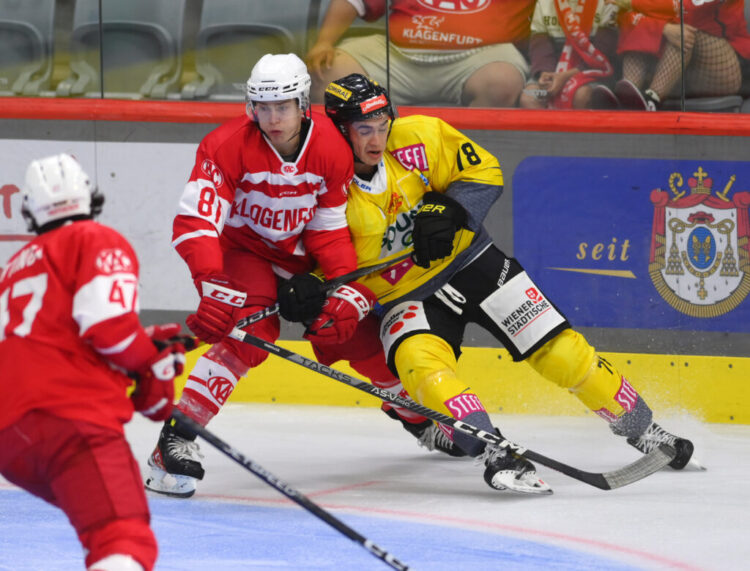 finn van ee ( ec-kac gegen vienna capitals) ice hockey saison 2023/2024, eishockey österreich, testspiel