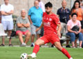 Kärntner Liga: KAC dominiert, belohnt sich aber nicht 10 Fussball ,2024-08-02 , liga Donau weiss7grün - KAC rot im Bild: KAC Mihret Topcagic Credit Photo by:Hermann Sobe