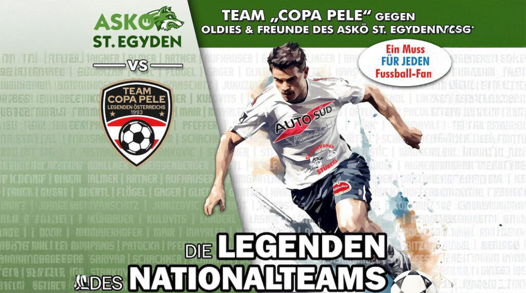 Team Copa Pele Legenden tanzen: Das Spiel der Spiele in St. Egyden 1 Oldie`s/Freunde ASKÖ St. Egyden vs. Team Copa Pele