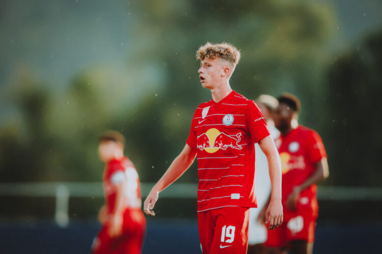 SALZBURG, AUSTRIA - AUGUST 26: Marcel Markus Moswitzer of FC Liefering during the 2. Liga match between FC Liefering and SK Sturm Graz II at Untersbergarena on August 26, 2022 in Salzburg, Austria. (Photo by Jasmin Walter - FC Liefering/FC Liefering via Getty Images)