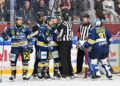 #69 Widhalm Leon EK Zeller Eisbären, #5 Zauner Sebastian EK Zeller Eisbären, #31 Schultes Alois EK Zeller Eisbären, EK Zeller Eisbären vs. S.G. CORTINA HAFRO, EK Zeller Eisbären vs. S.G. CORTINA HAFRO am 14.10.2025 in Zell am See (KELIT Arena Zell am See), Austria, (Photo by Bernd Stefan)